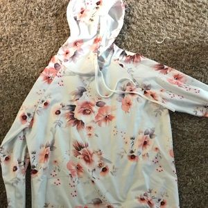 White and Coral floral hoodie